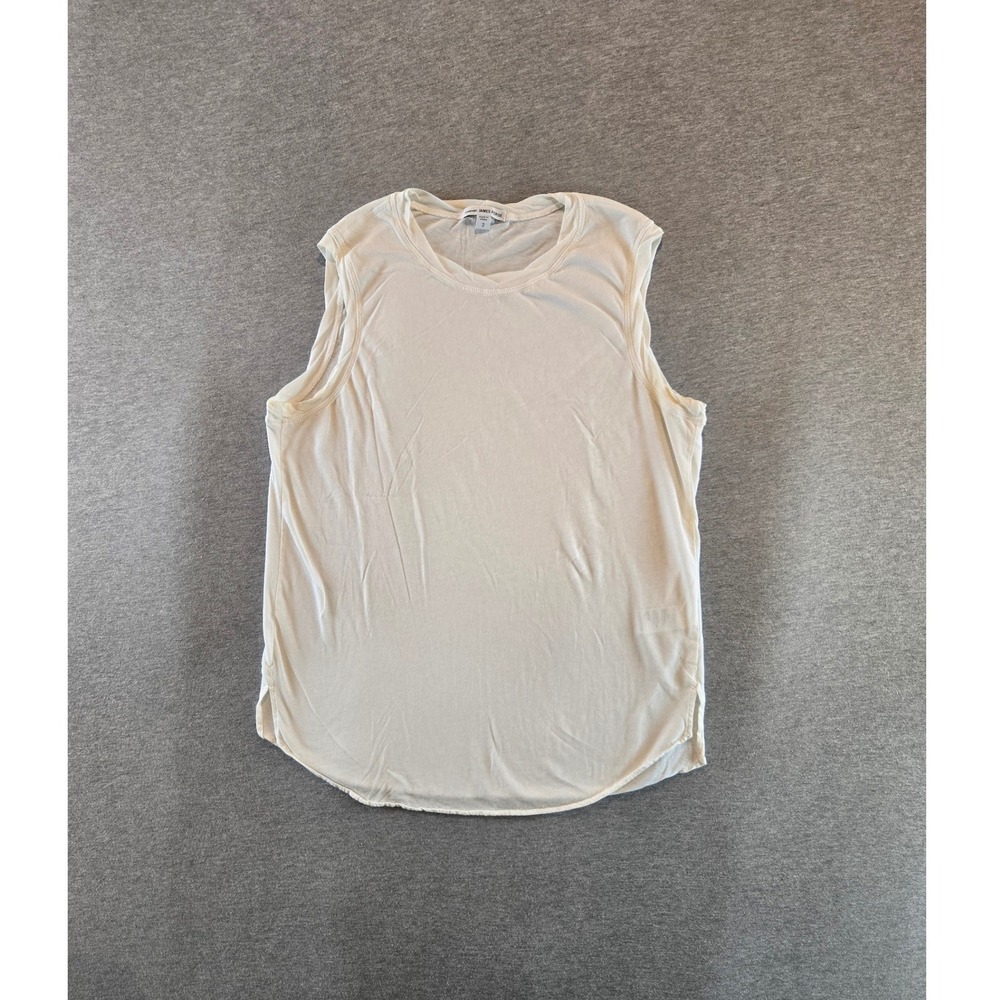 James Perse Easy Muscle Tank Women 2 M Ivory 100% Cotton WSGC3990 Sleeveless